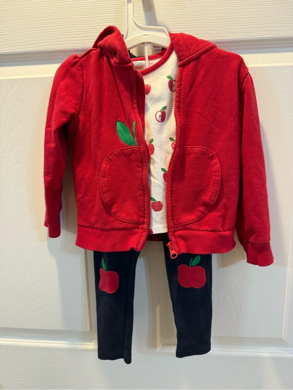Gymboree Red Apple Hoodie and Navy Leggings Set